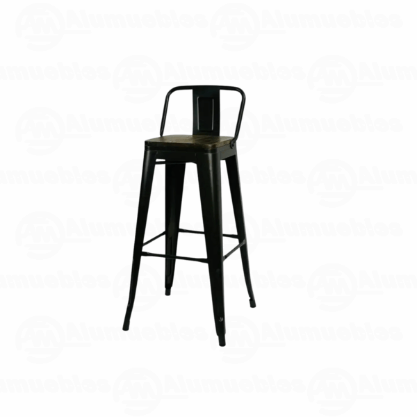 TABURETE METÁLICO TOLIX CON ESPALDAR ASIENTO EN MADERA