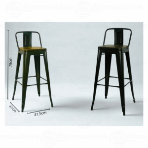 TABURETE METÁLICO TOLIX CON ESPALDAR ASIENTO EN MADERA