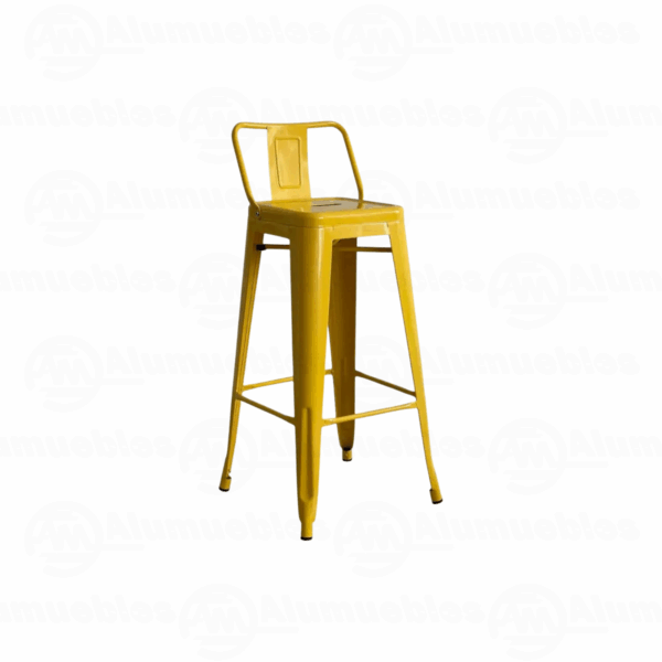 TABURETE METÁLICO TOLIX CON ESPALDAR ASIENTO EN MADERA