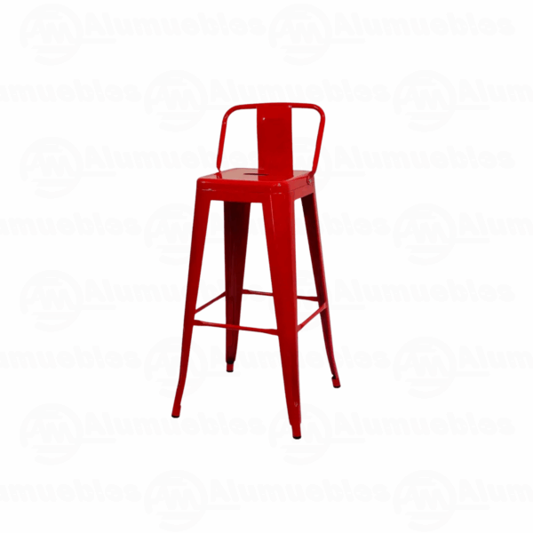 TABURETE METÁLICO TOLIX CON ESPALDAR ASIENTO EN MADERA
