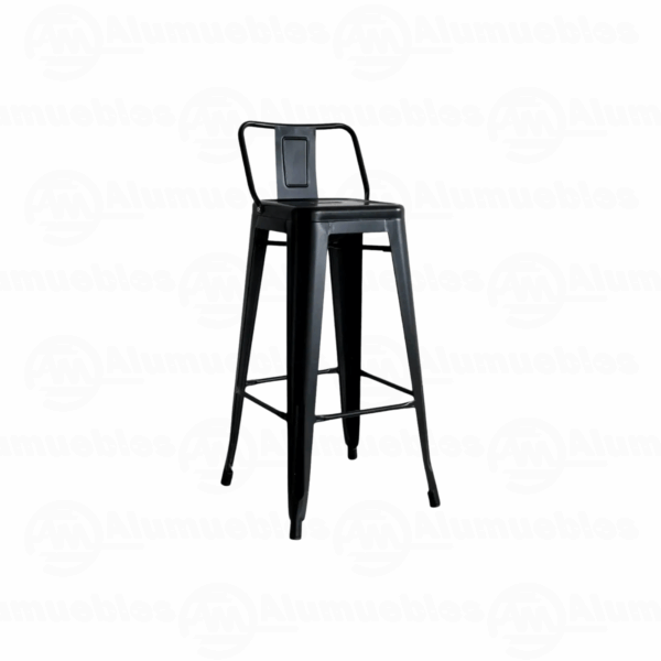 TABURETE METÁLICO TOLIX CON ESPALDAR ASIENTO EN MADERA